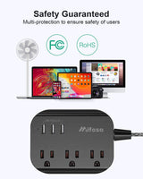 Regleta de alimentación con USB, regleta de enchufe plano
