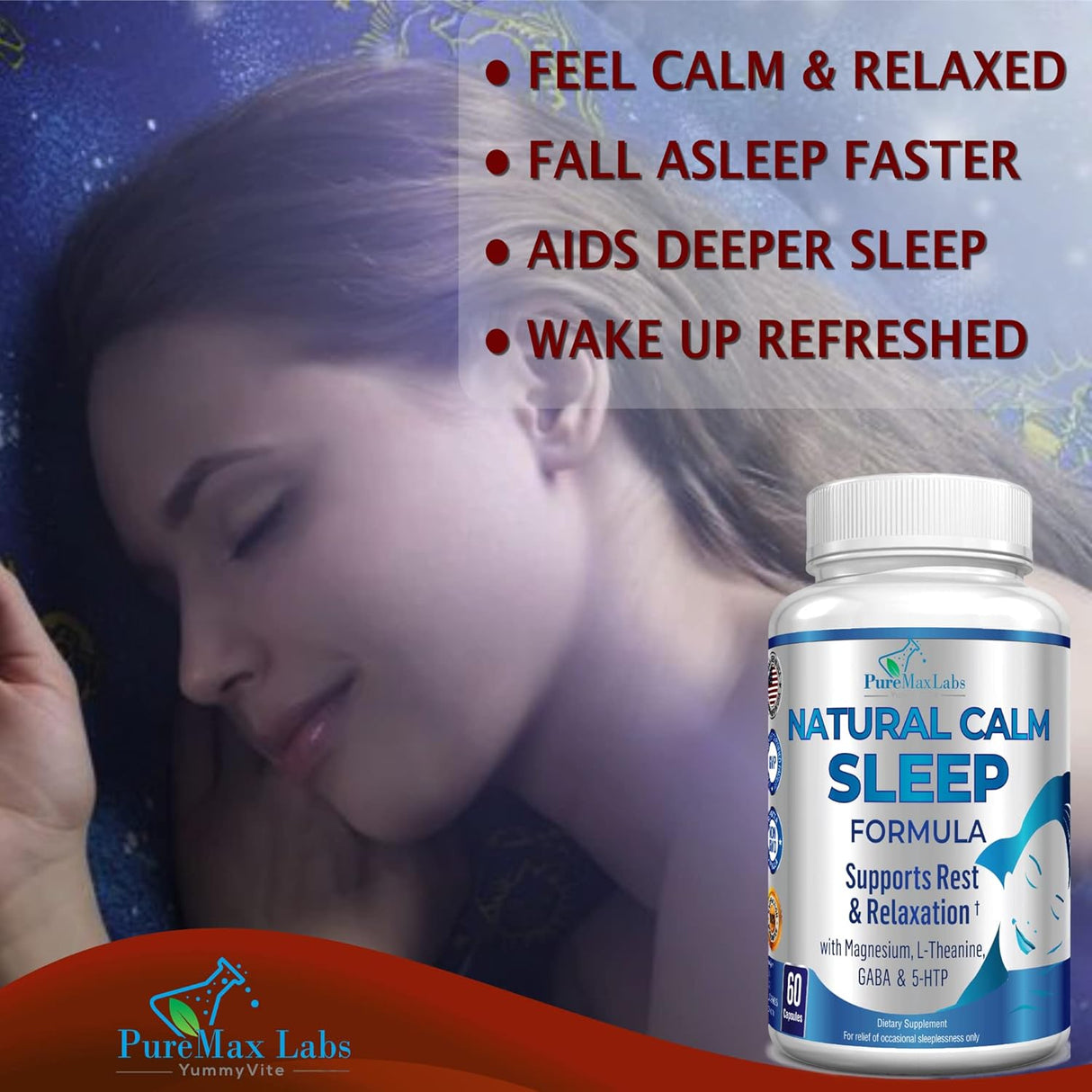 Suplemento Ayuda natural para dormir con magnesio  L-teanina