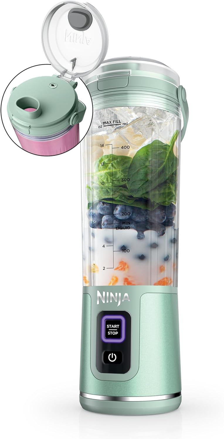 Licuadora portátil Ninja, 18oz, recargable USB-C, BC151MT