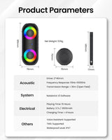 Altavoz Bluetooth Portátil de 30W IPX7 con Luces RGB