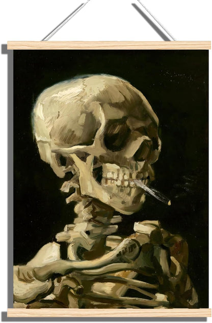 Arte colgante de madera: Póster de calavera de Van Gogh