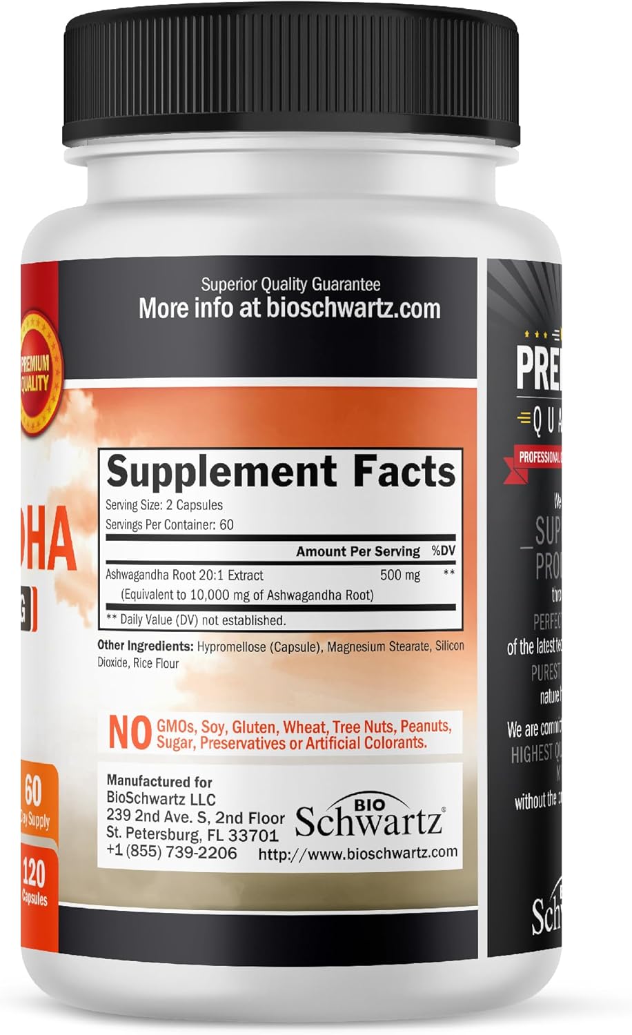 Suplementos de Ashwagandha - Extra Fuerte, 60 Cápsulas