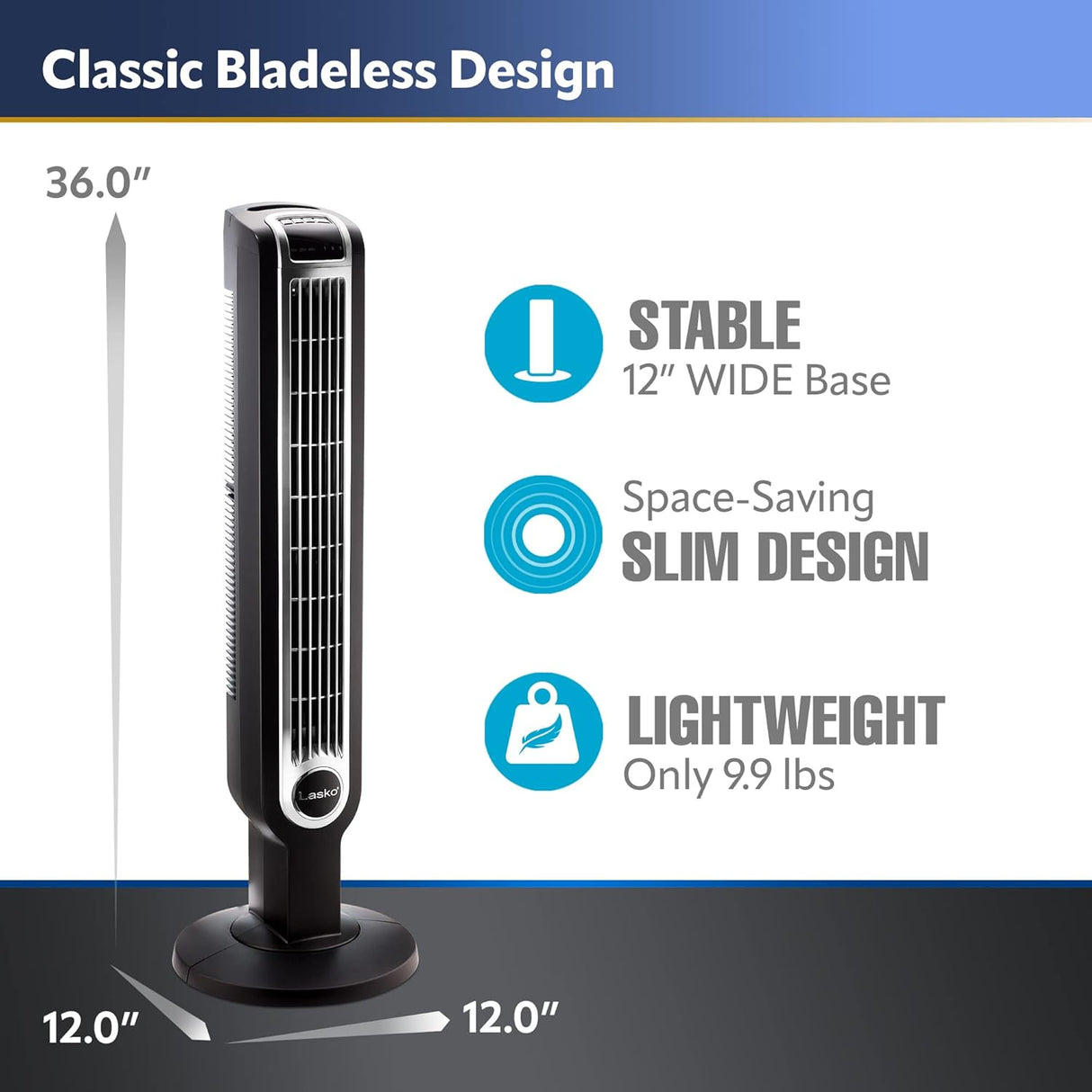 Ventilador Torre Oscilante Lasko 3 Velocidades, Control Remoto 2511