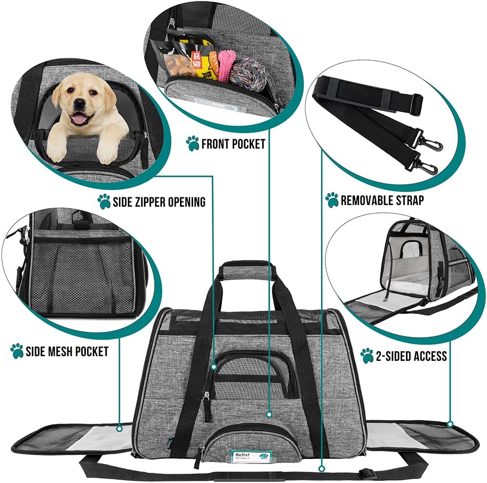 Transportadora Aprobada para Mascotas PetAmi, Suave y Ventilada