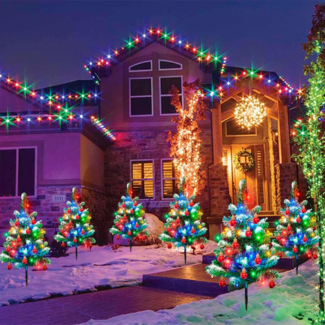 Decoración Exterior Paquete de 4 árboles  luces LED