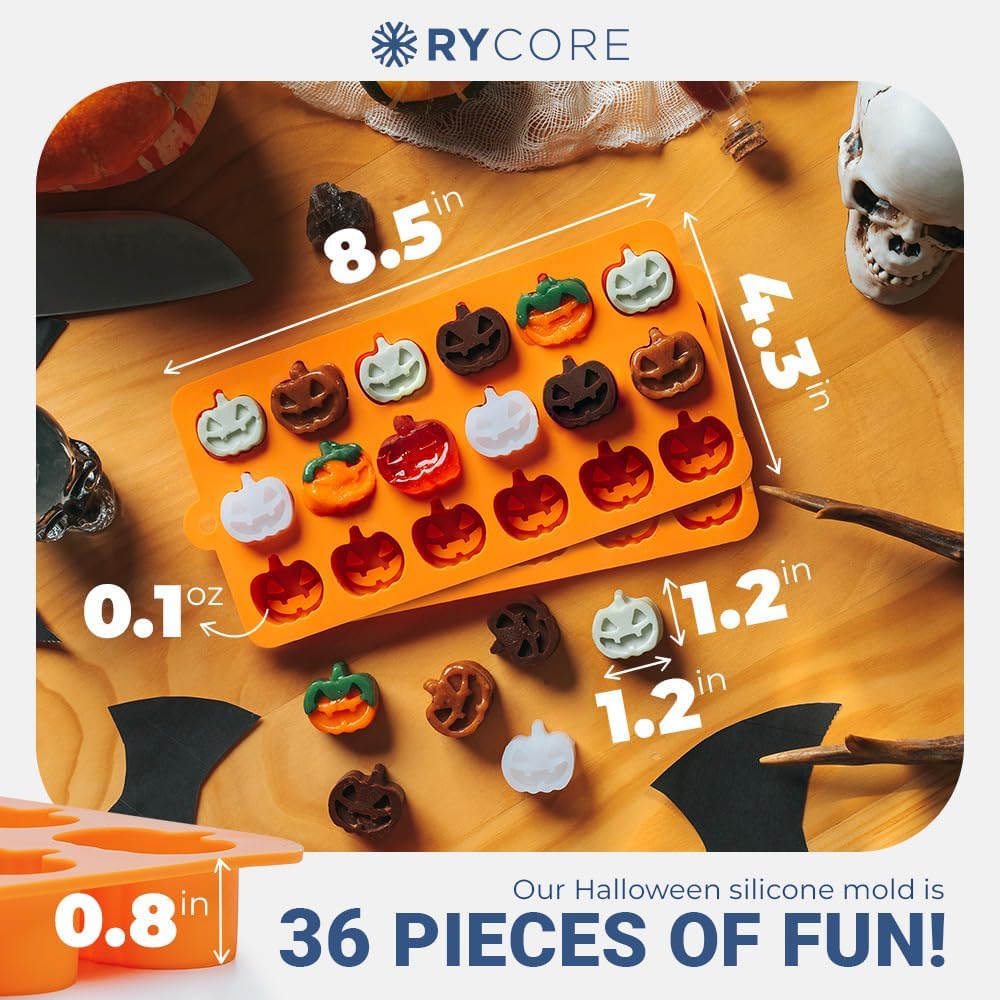 Moldes de Silicona para Halloween 2-Pack, 18 Calabazas, BPA Free