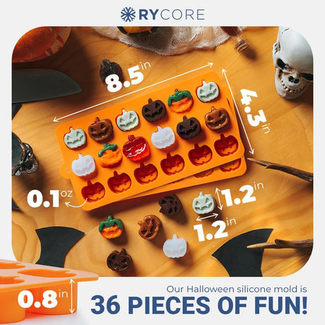 Moldes de Silicona para Halloween 2-Pack, 18 Calabazas, BPA Free