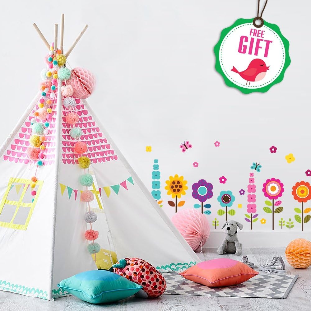 Stickers de Pared Florales para Niños - 27 Clings con Regalo