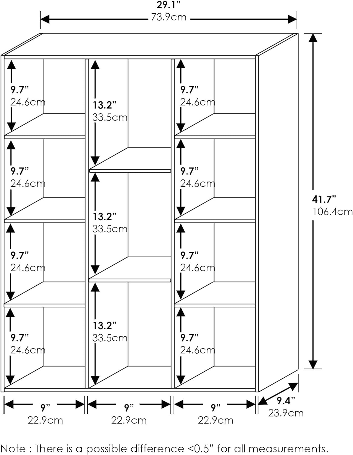Estantería abierta reversible de 11 cubos - Modelo Luder