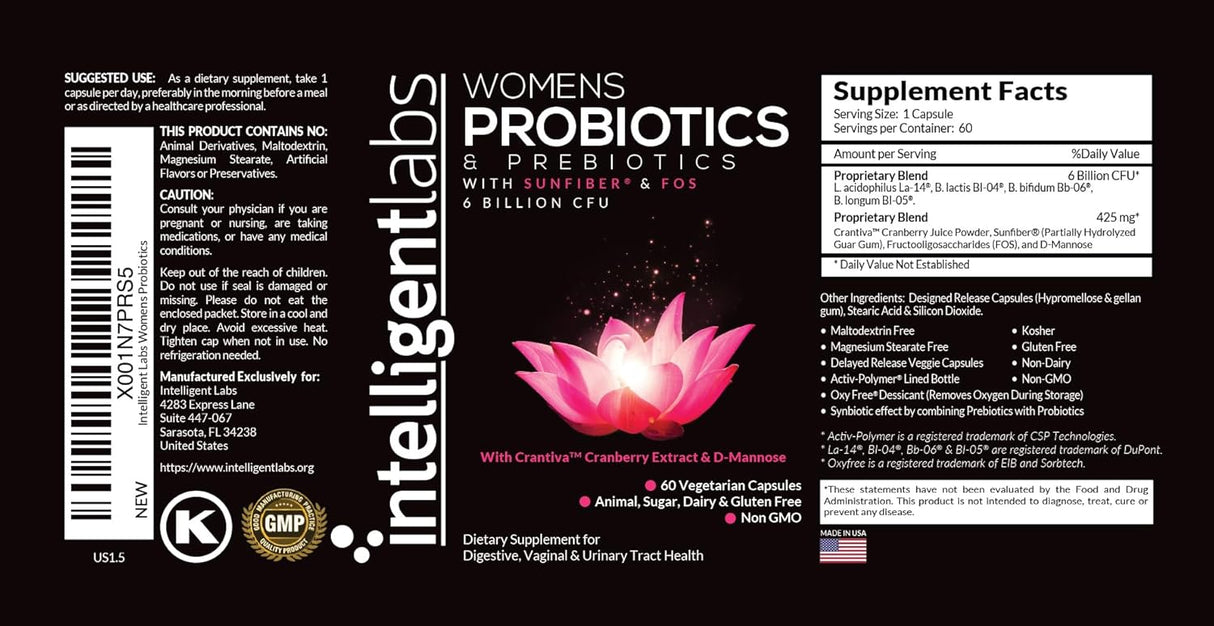 Intelligent Labs Probióticos Mujer con Cranberry, 6 Mil Mill CFU