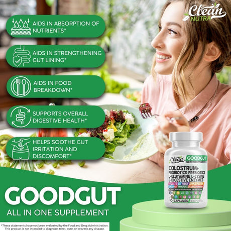 Cápsulas de Colostro Probioticos Clean Nutra, Digestión Saludable