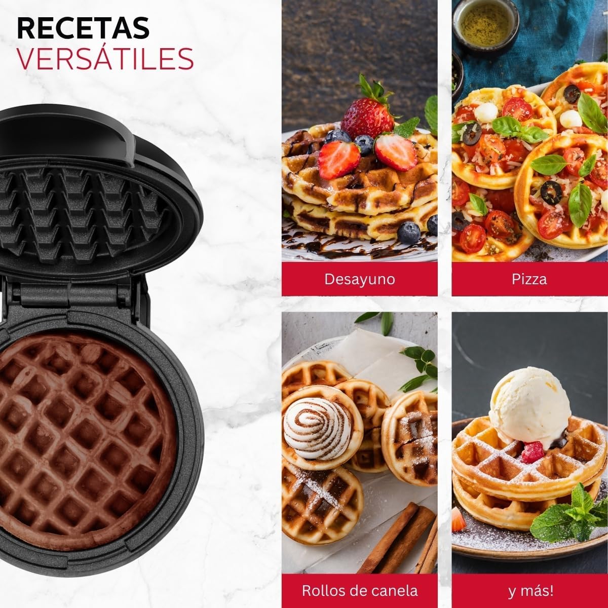 Mini Waffle Maker Holstein, Antiadherente, 4 pulgadas, Rápido