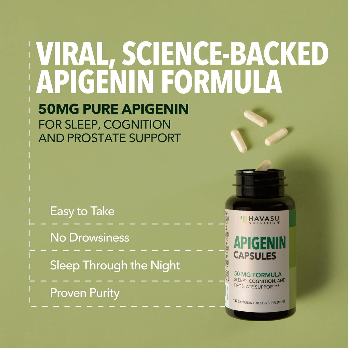 Suplemento de Apigenina 50 mg Sin OMG Ayuda Natural