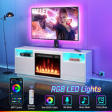 Soporte para TV Rolanstar con chimenea eléctrica y luces LED
