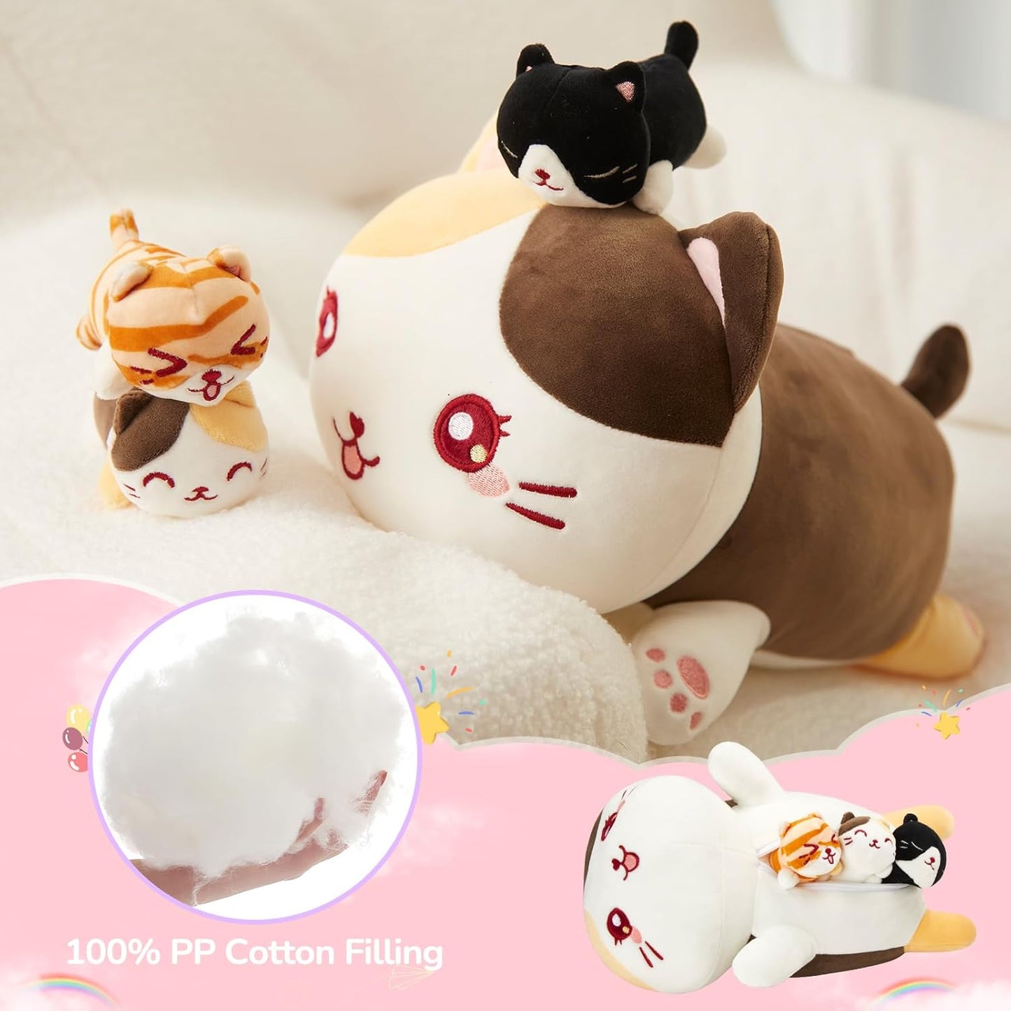 Conjunto de Juguetes de Peluche Athoinsu, Gato y Gatito 15