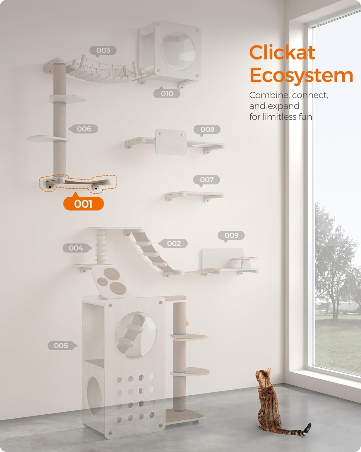 Hamaca para gatos Feandrea, montada en pared, modelo No.001