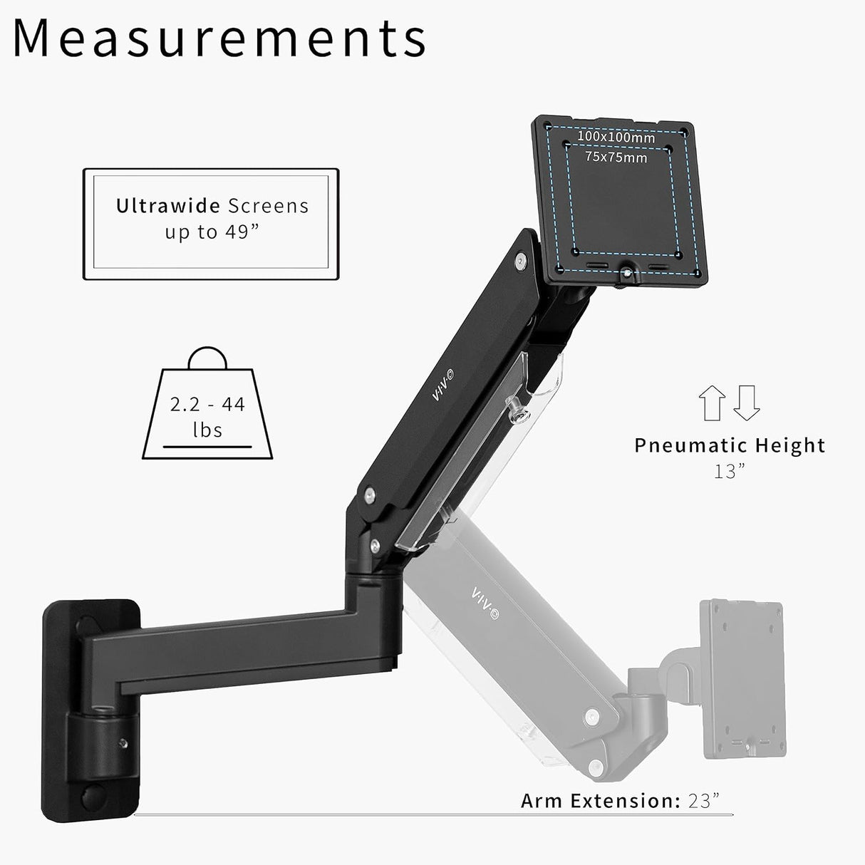 Soporte de Monitor VIVO, para pantallas ultrawide hasta 49, MOUNT-V101G1