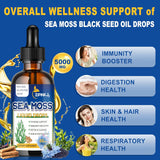 Sea Moss Drops, suplemento de gel líquido con aceite de semilla negra, 2 oz
