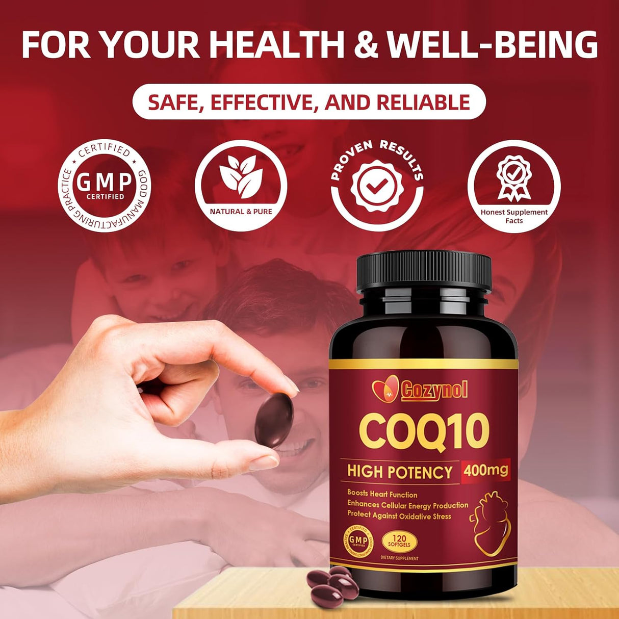 CoQ10 400mg con PQQ y Omega 3, 120 cápsulas