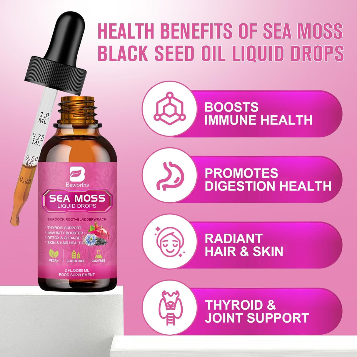 Sea Moss Líquido Orgánico - Potenciador de Salud Vegano 6X