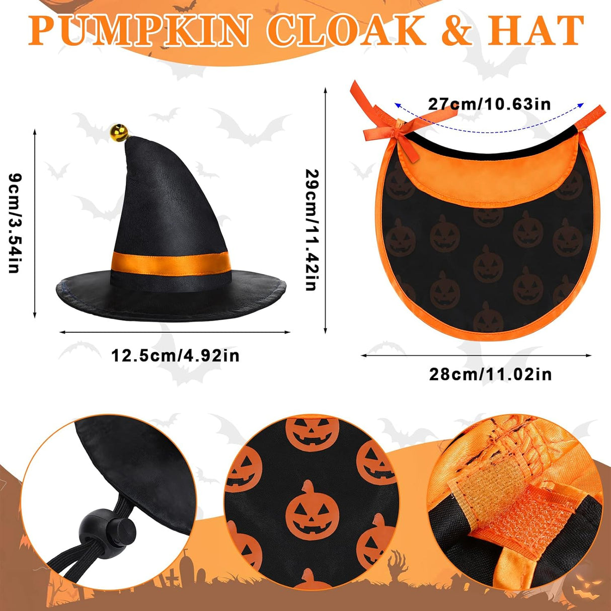 Disfraces calabaza capa de vampiro talla única