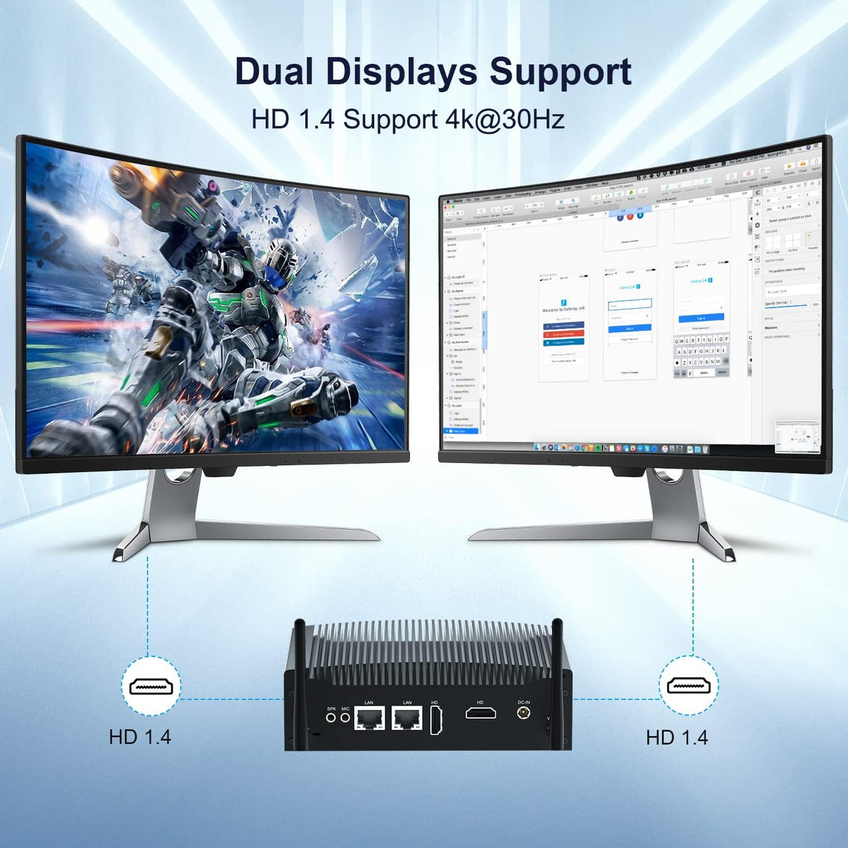 Computadora de escritorio sin ventilador Core i5-7300U