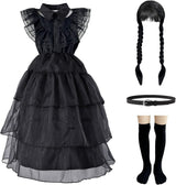Disfraz de Halloween para niñas, incluye vestido, peluca y calcetas