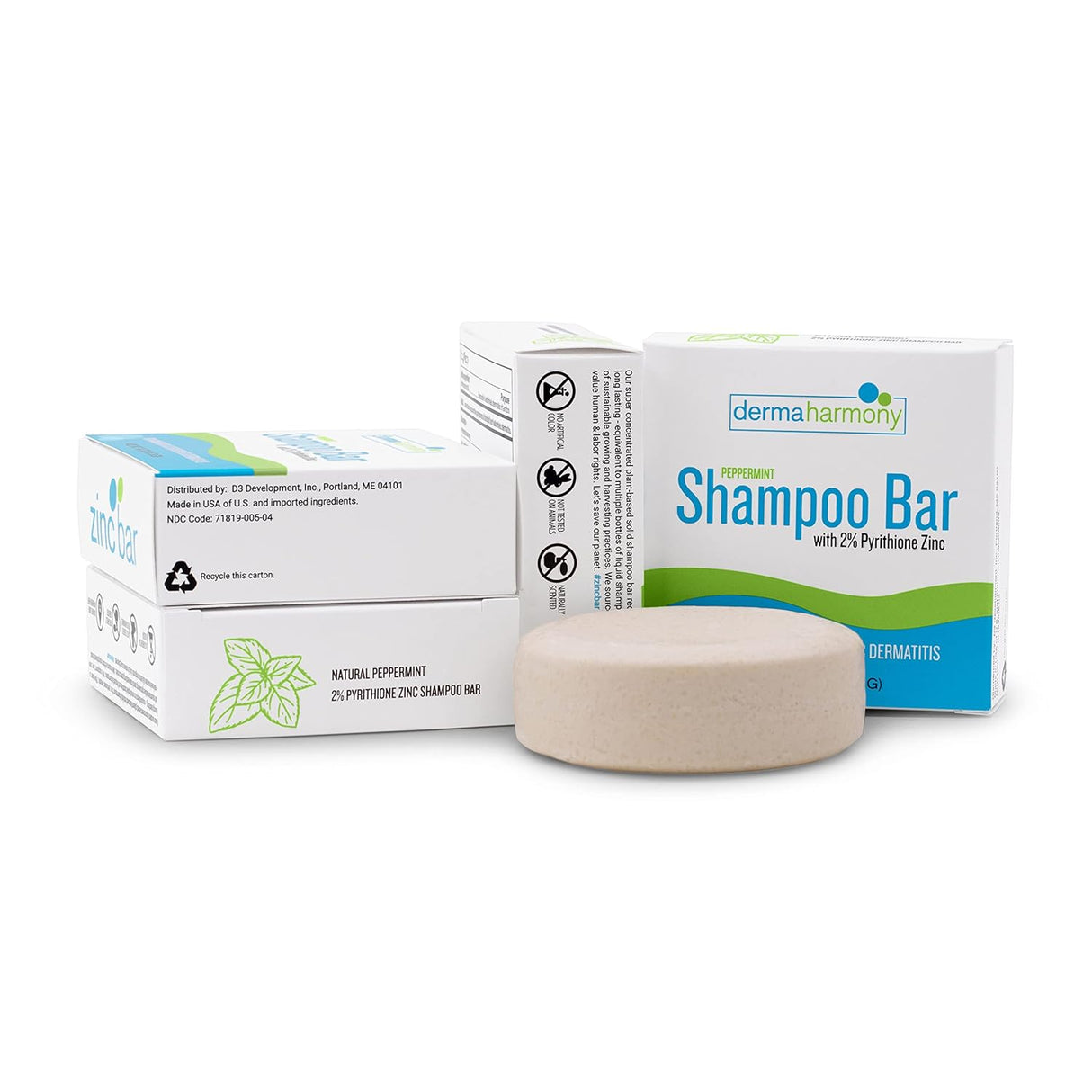 Barra de champú de zinc piritiona para la caspa DermaHarmony