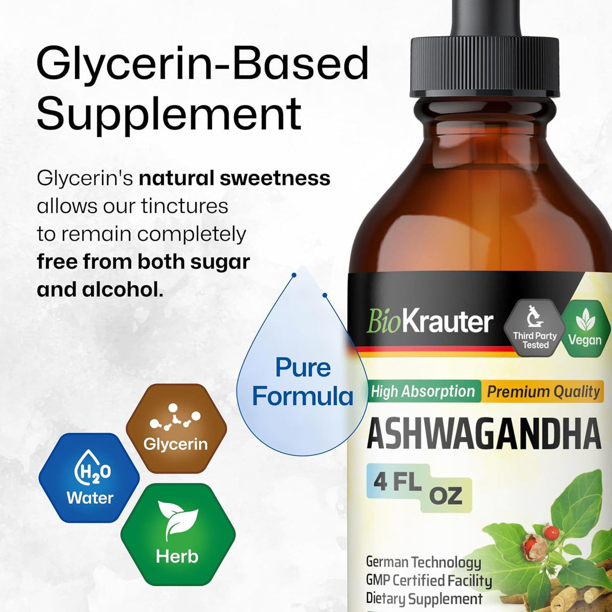 Gotas de Ashwagandha - Suplemento Calmante - 4 Fl.Oz.