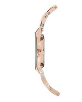 Reloj de pulsera con esfera de diamantes, dorado rosa.