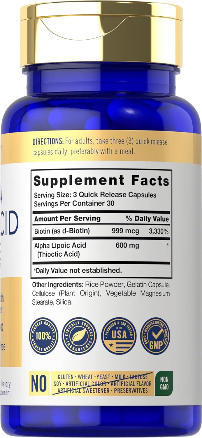 Ácido Alfa Lipoico con Biotina | No GMO Sin Gluten