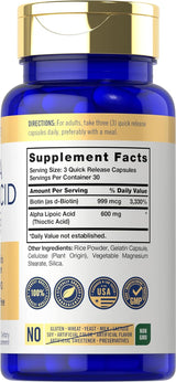 Ácido Alfa Lipoico con Biotina | No GMO Sin Gluten