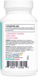 Suplemento Nutricost Hierro para mujeres de 65 mg, 180 cáp