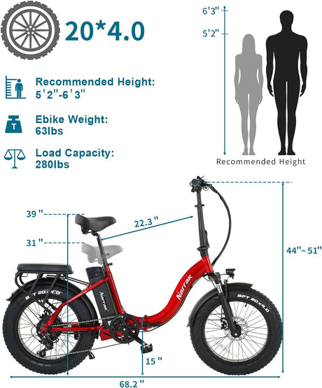 Bicicleta Eléctrica Plegable Fat Tire, 48V, Motor 1100W, M5