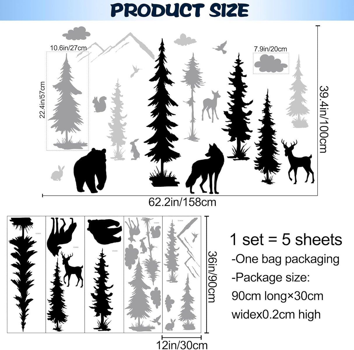 Decoración Pared Siluetas Animales Bosque - Stickers DIY