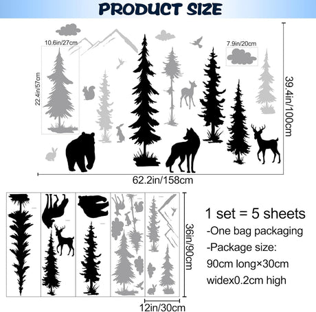 Decoración Pared Siluetas Animales Bosque - Stickers DIY