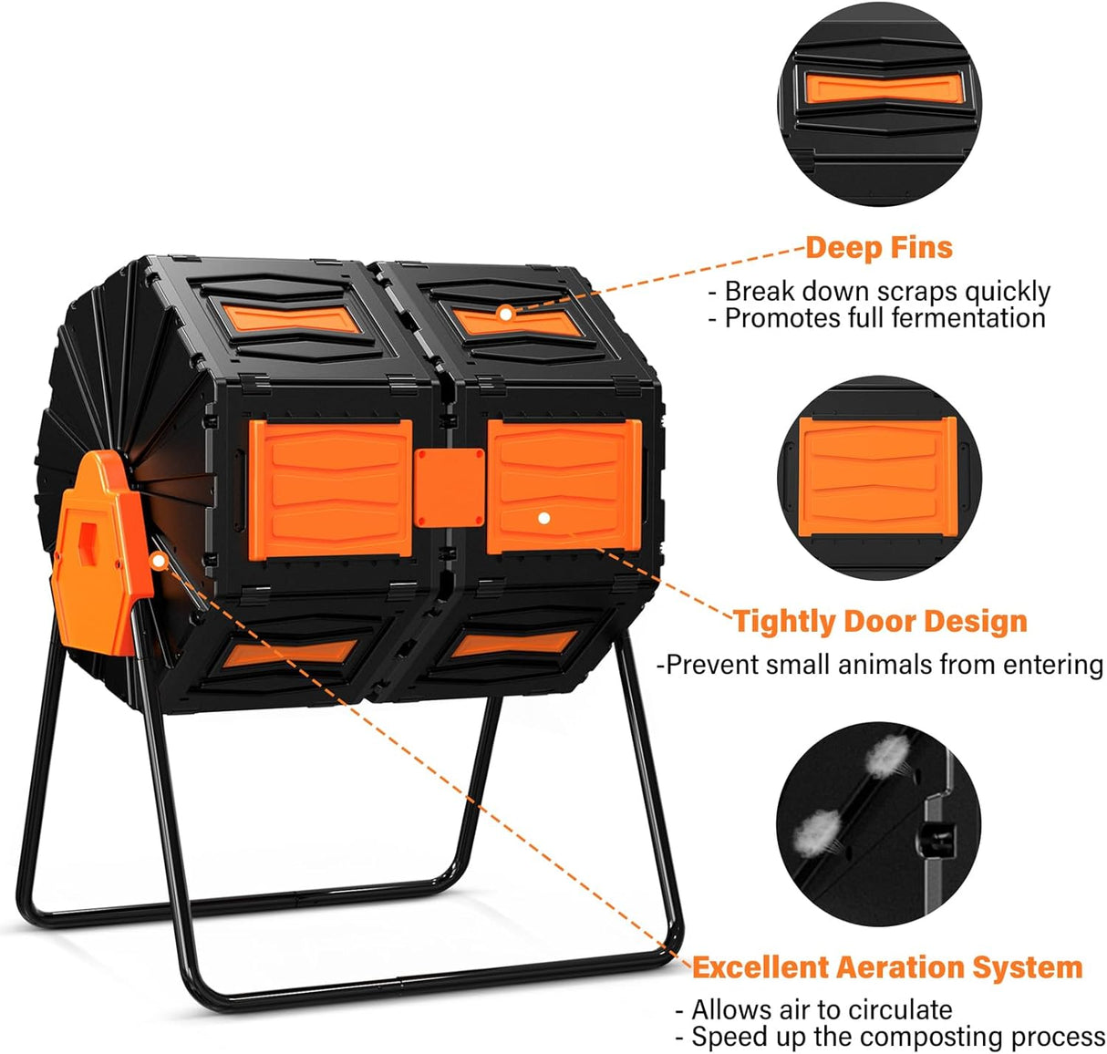 Compostador Tumbler 45 Gal, Doble Cámara, Fácil Montaje