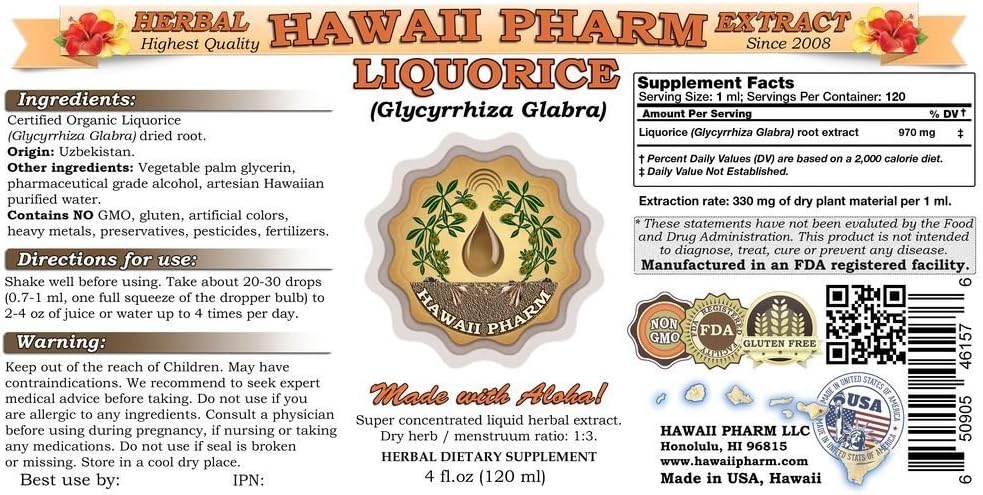 Extracto Líquido de Regaliz Orgánico, 4x4 oz, Glycyrrhiza Glabra