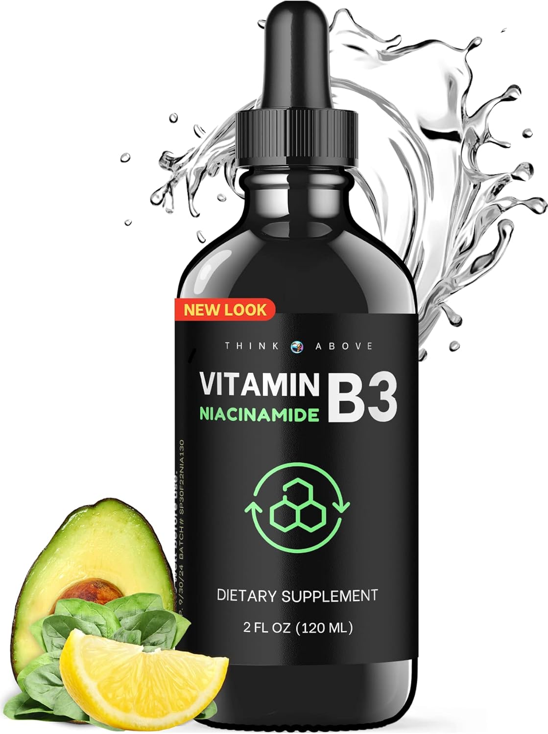 Suplemento líquido de vitamina B3  como niacinamida 120ml