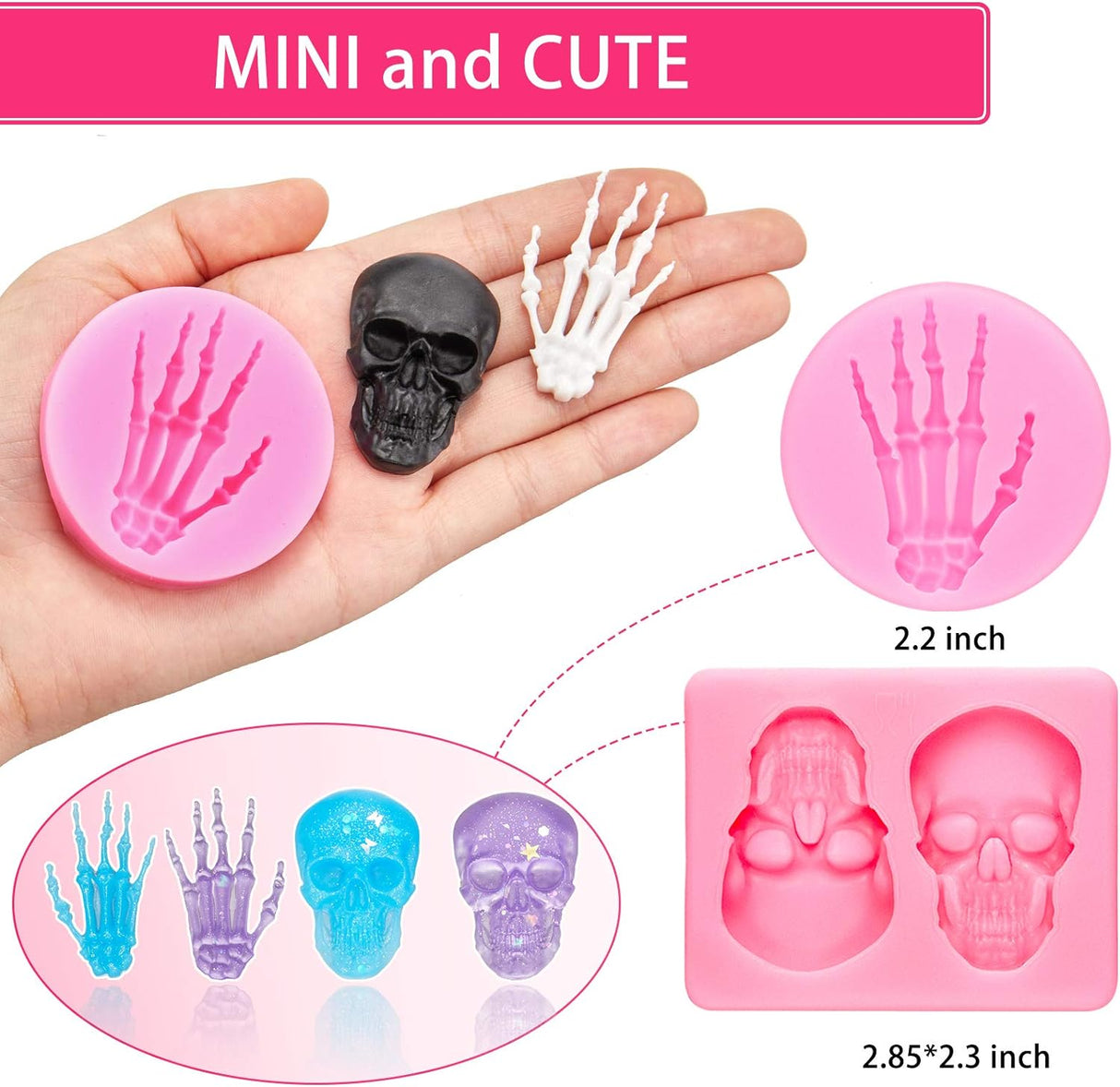 Moldes de Silicona Patelai para Fondant, 4 Piezas, 3D Huesos