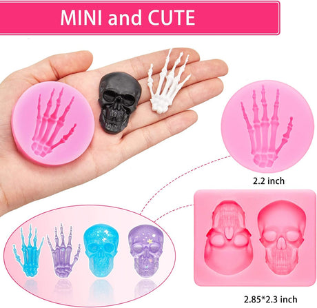 Moldes de Silicona Patelai para Fondant, 4 Piezas, 3D Huesos