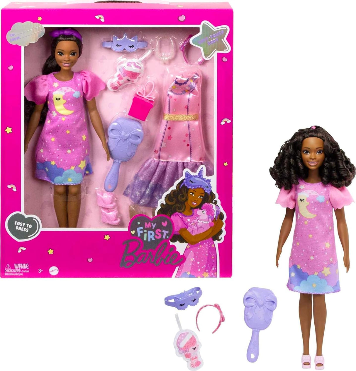 Barbie: Muñeca Preescolar Brooklyn con Cuerpo Flexible y Accesorios