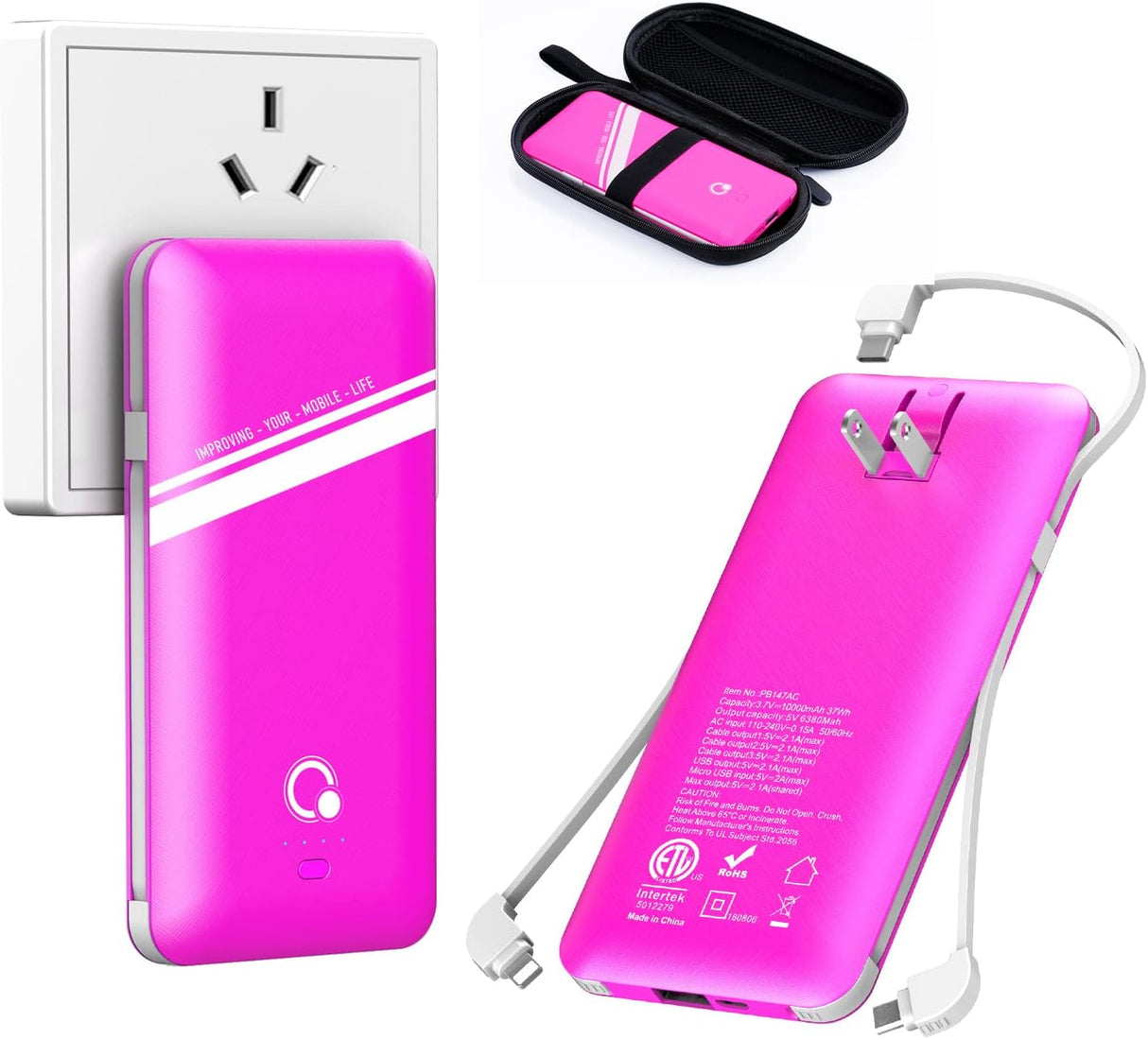 Cargador portátil de 4 salidas con enchufe Micro USB C