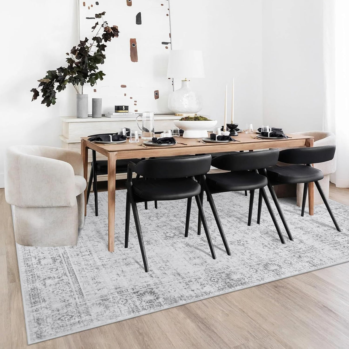 LIVEBOX Alfombra Lavable 8x10 Boho Antideslizante Vintage