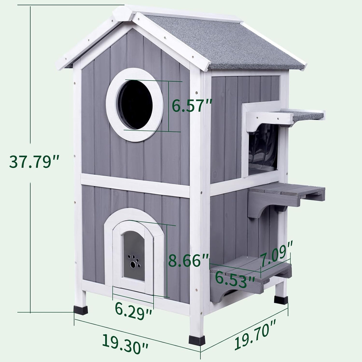 Casa para Gatos GEGURI, Refugio de Madera Dos Pisos, Modelo 2023