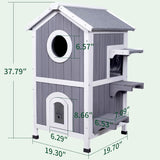 Casa para Gatos GEGURI, Refugio de Madera Dos Pisos, Modelo 2023