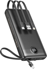 Cargador de energía con cables integrados y pantalla LED