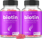 Suplemento Paquete de 2 gomitas de biotina de 10,000 mcg