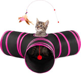 Túnel para gatos 3 vías Love's Cabin, juguete con pelota y agujero