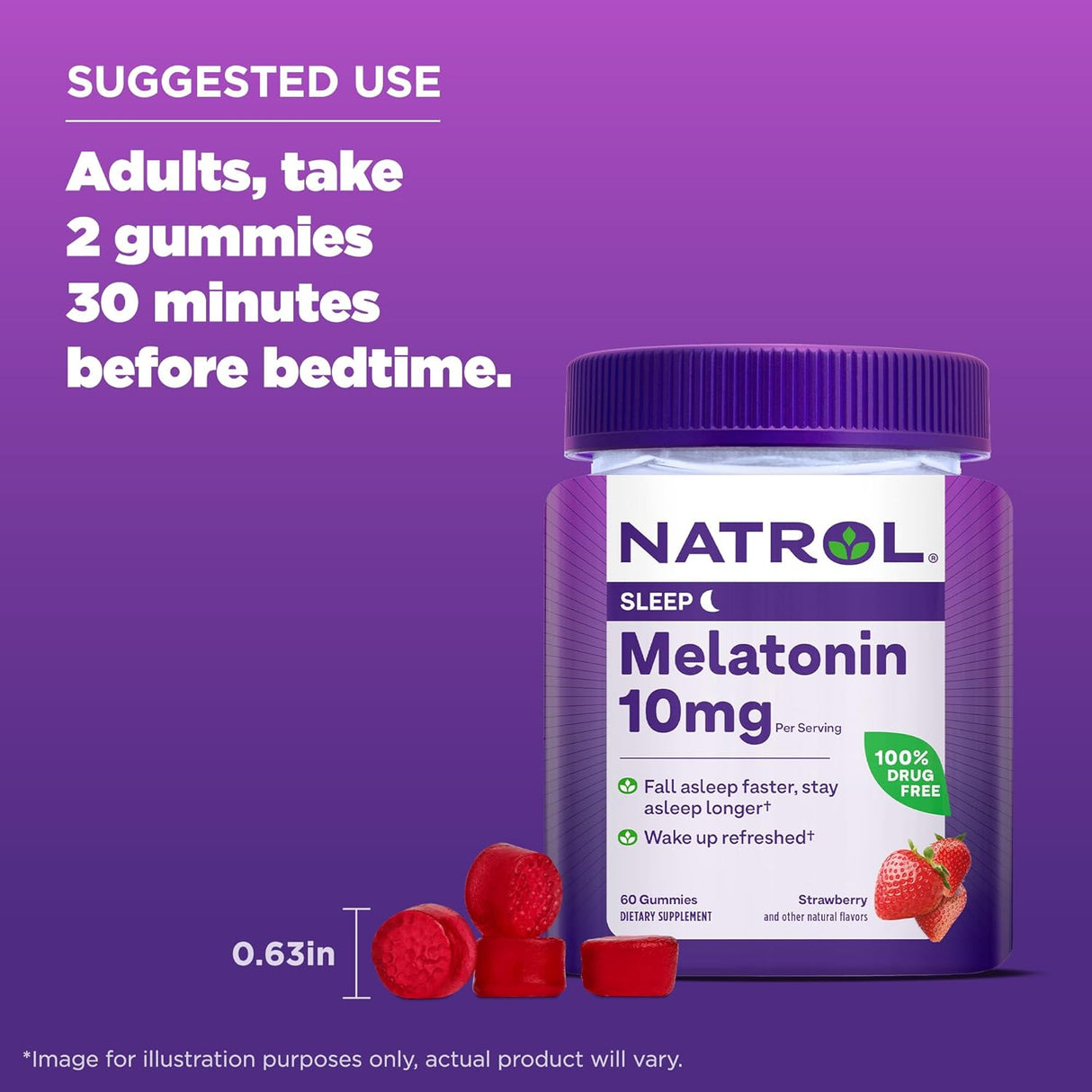 Suplemento dietético para dormir bien con 10mg, 60 gomitas